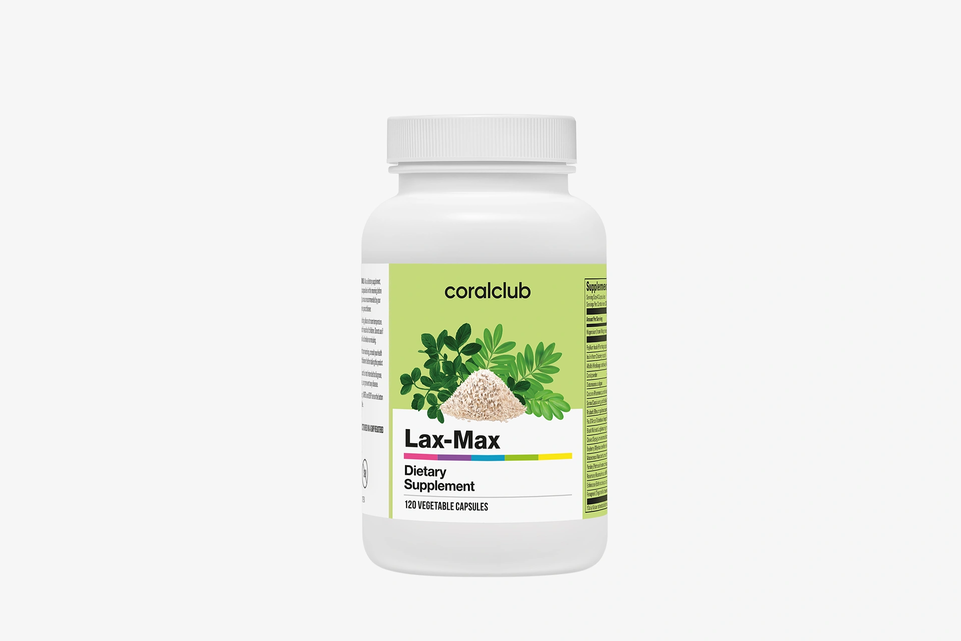 Упаковка растительного комплекса Lax-Max на фоне ботанических элементов и свежей зелени