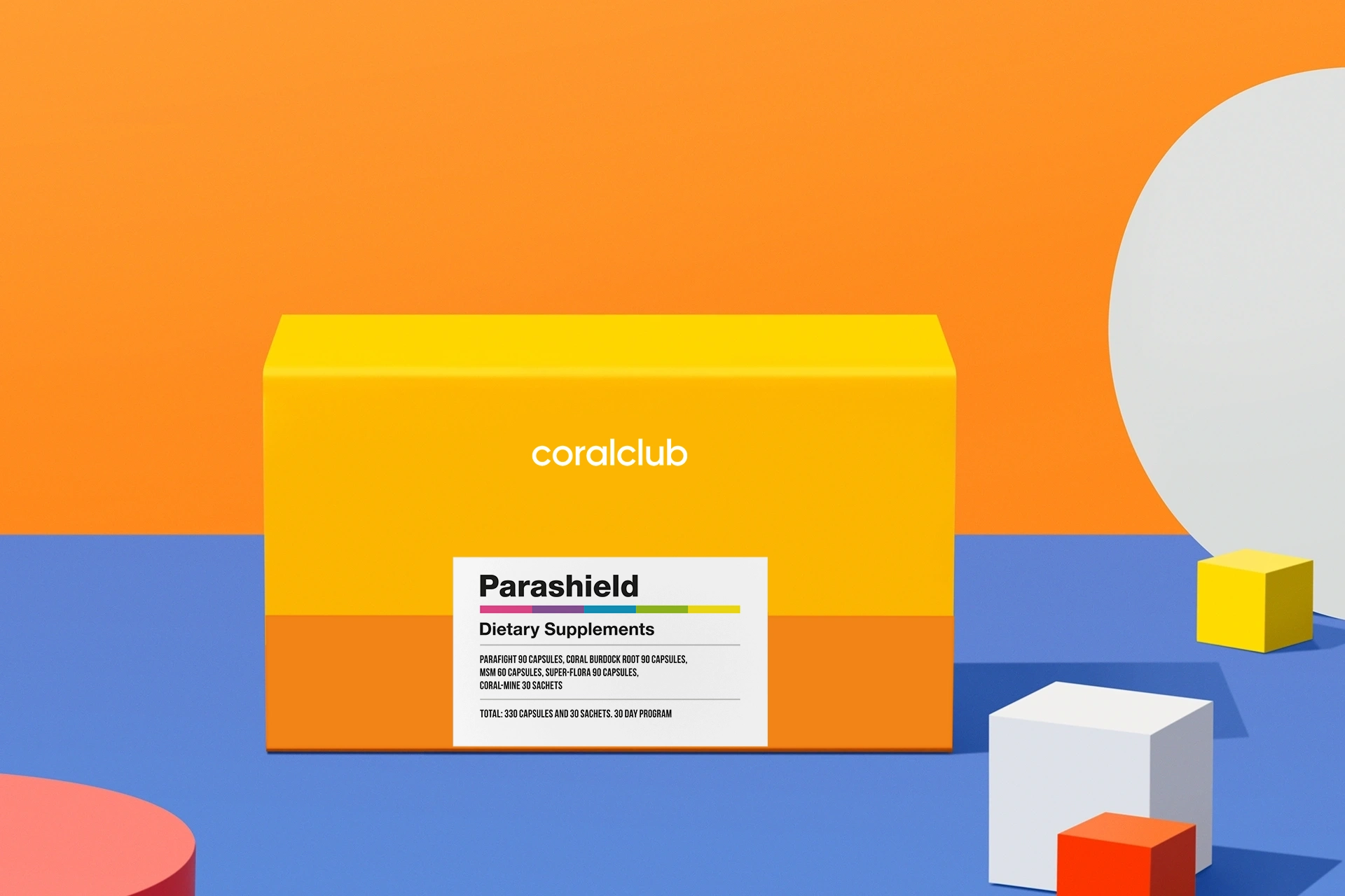 Компоненты набора Parashield на фоне свежих ингредиентов и зелени