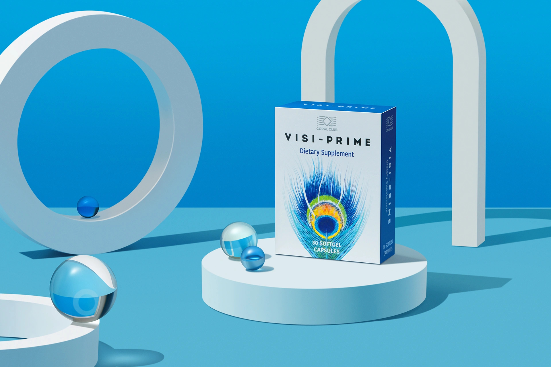 Gélules Visi-Prime dans un environnement lifestyle près d'un livre et de lunettes